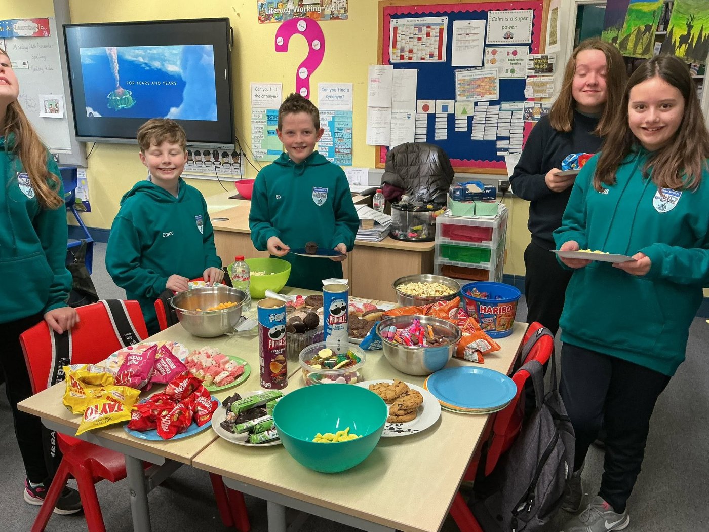Pupils in their classroom at Carnalridge Primary School